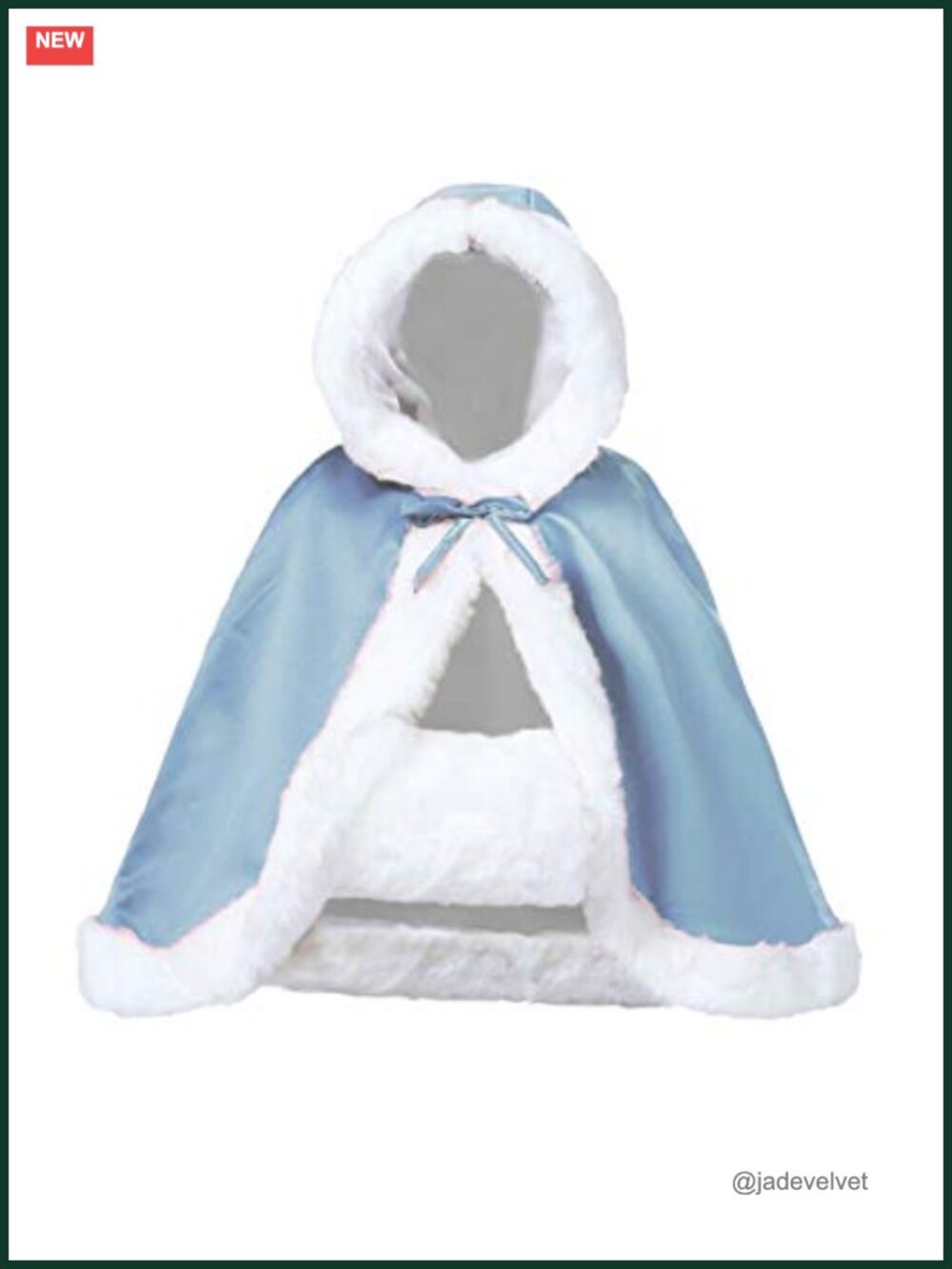 Reversible Hooded Cape Cloak with Fur Trim & Free Hand Muff - One Size